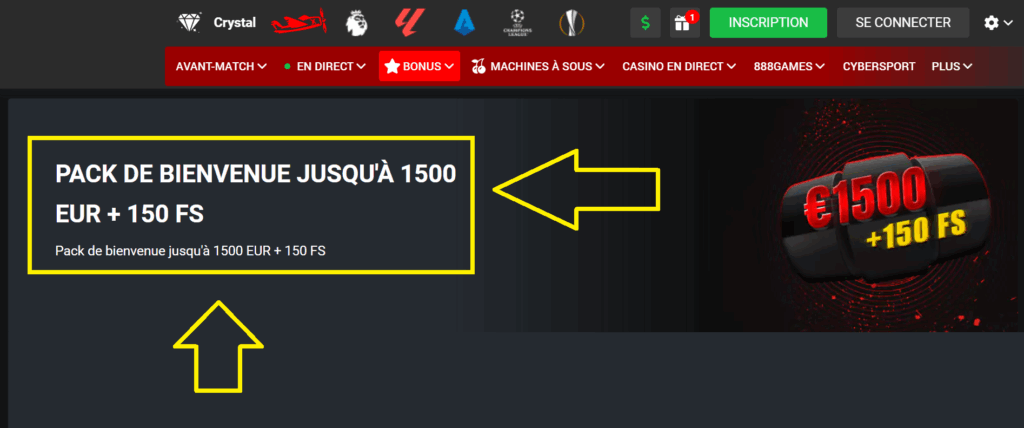 Bonus de bienvenue pour les joueurs de casino chez 888Starz