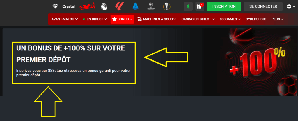 Bonus d'inscription 888Starz pour les paris sportifs
