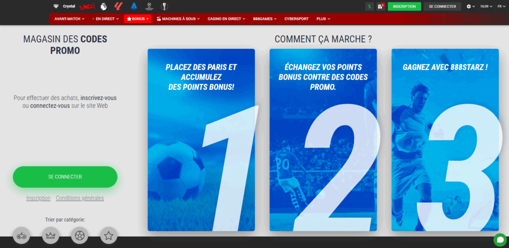 Les avantages du code promo 888Starz